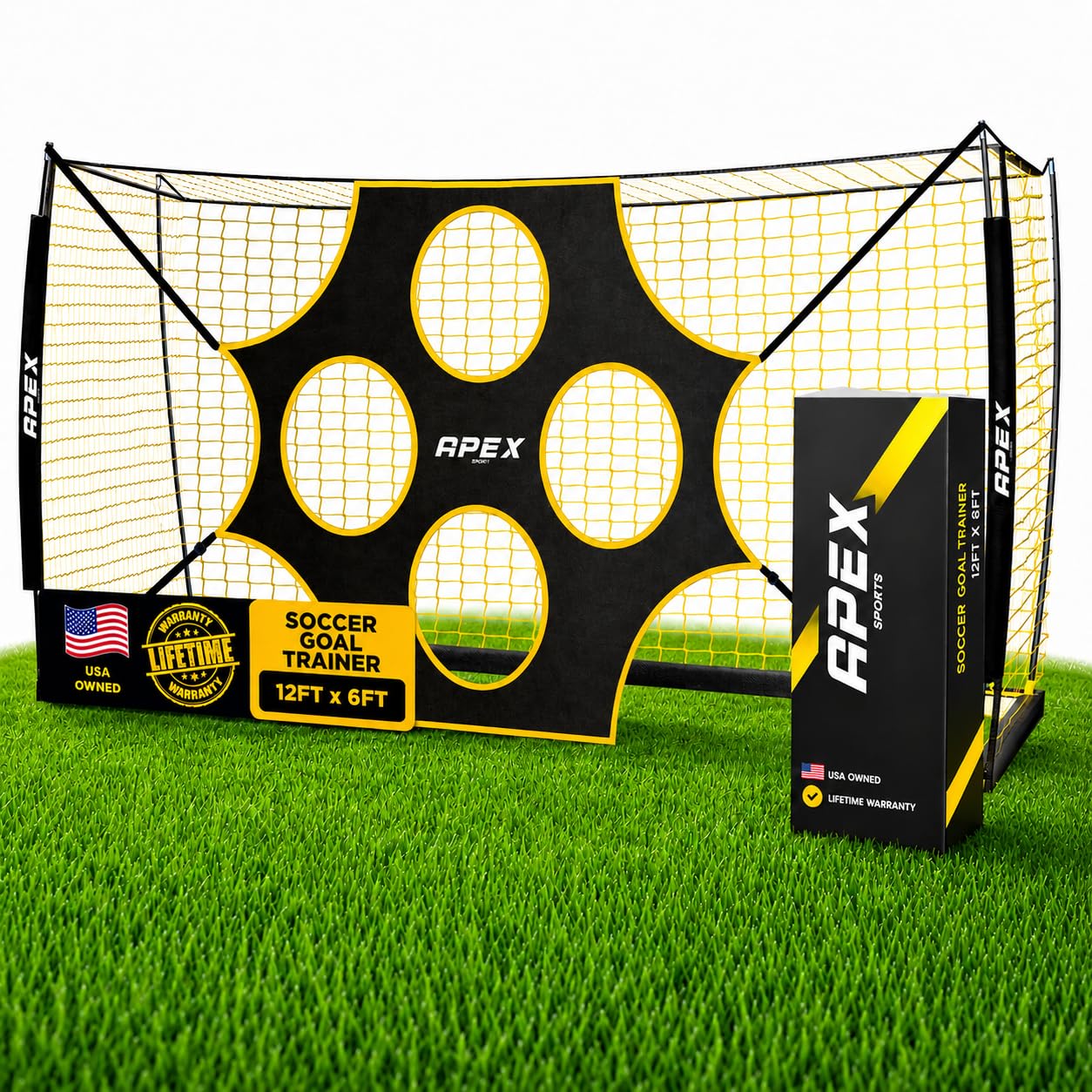 Apex Sports 12x6 FT Soccer Goal with Precision Target