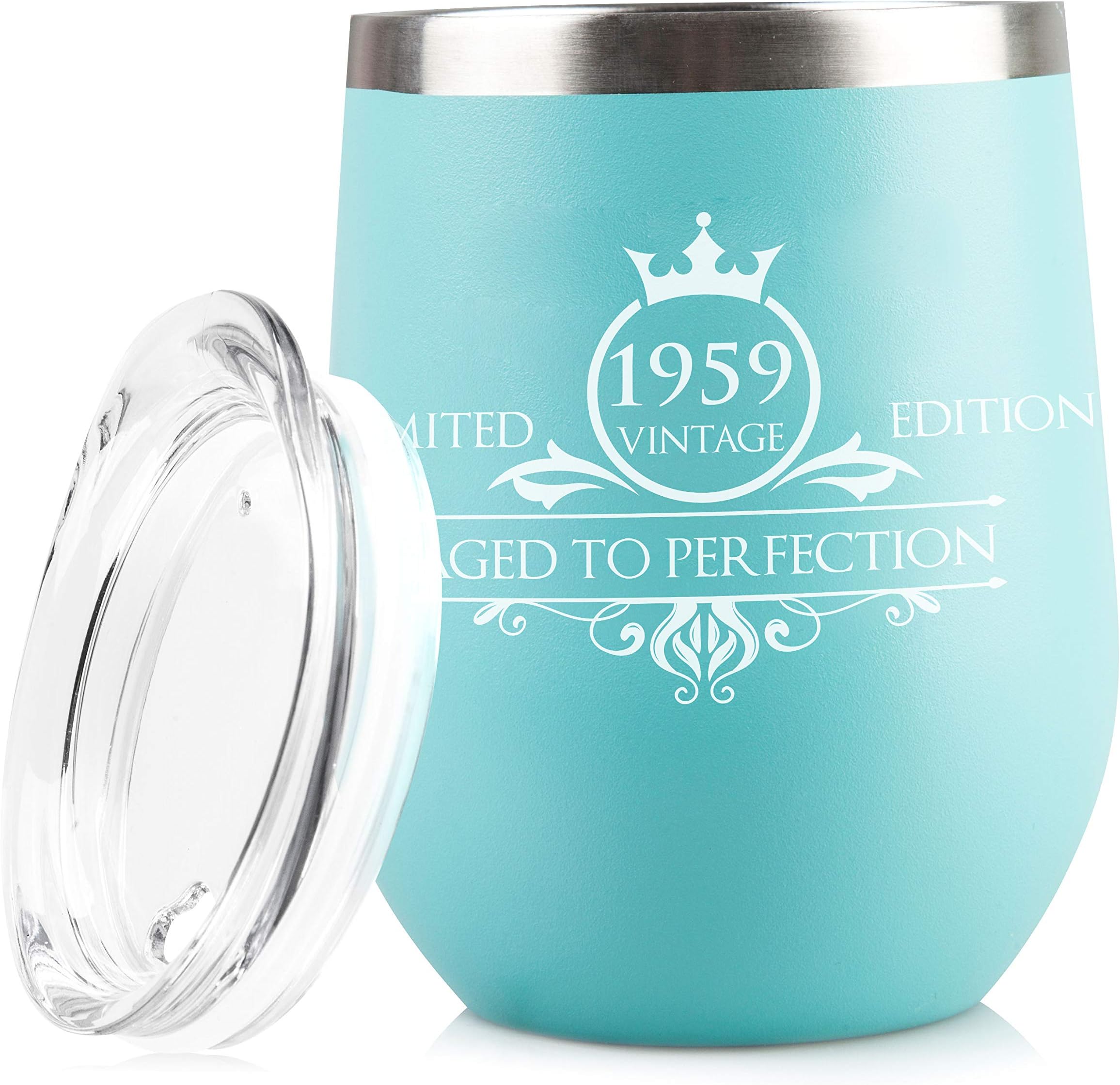 1959 60th Birthday Gifts for Women Men Tumbler | Vintage Anniversary Gift Ideas for Mom Dad Husband Wife | 60 Year Old Party Decorations Supplies for Him Her | 12 oz Stainless Steel Insulated Cups