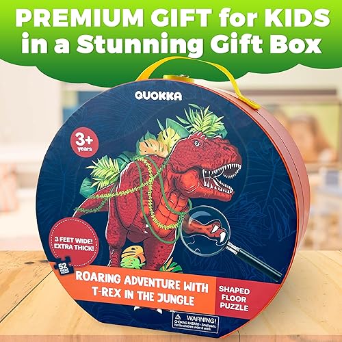 Miniatura 2 de QUOKKA TREX - Rompecabezas con forma gigante para niños de 4 a 6 años, rompecabezas de 48 piezas de 2 x 3 pies para niños pequeños de 3 a 5 años,