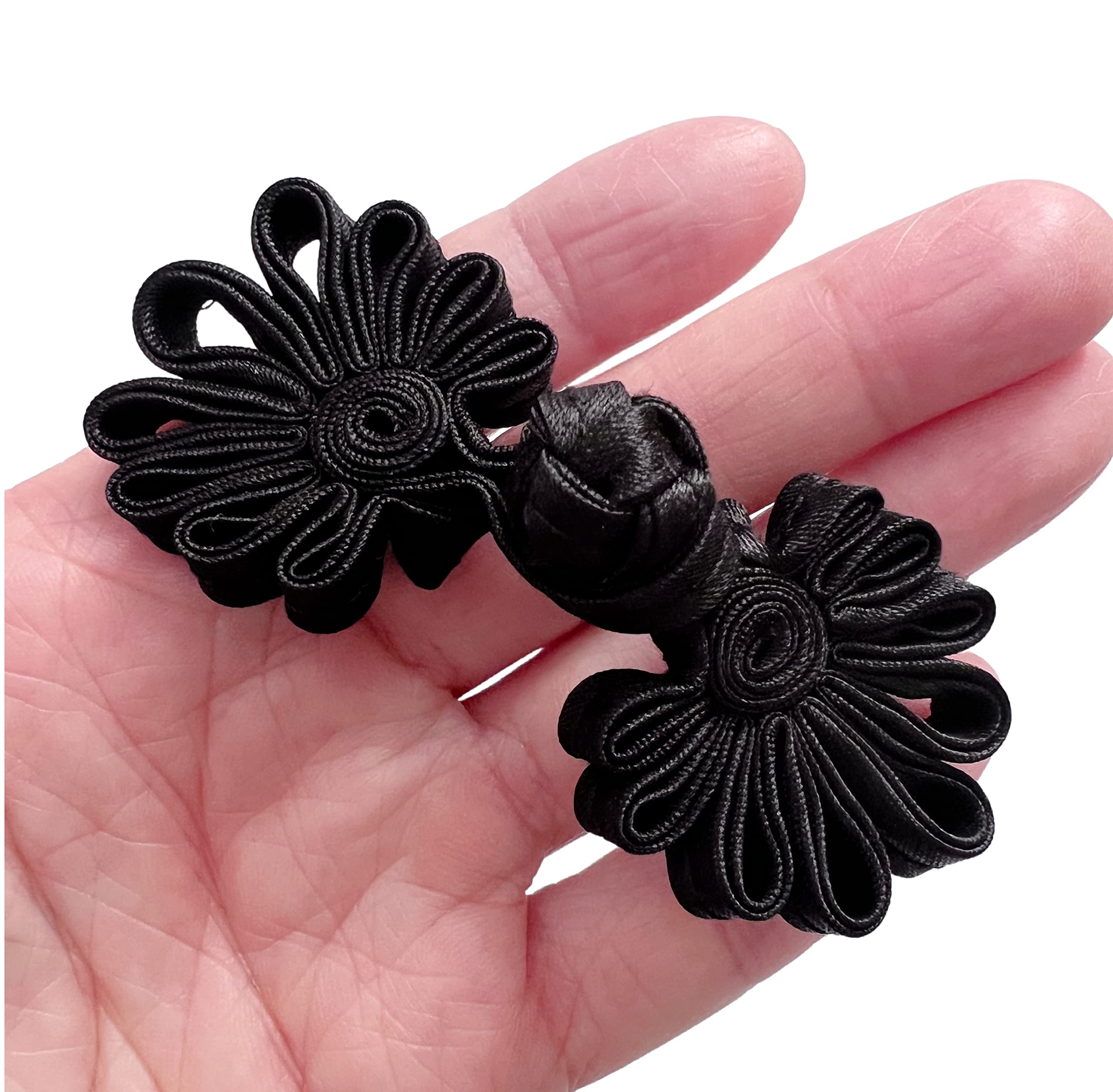 PEPPERLONELY 10 Pairs Chinese Closure Buttons, Cheongsam Knot Frog Buttons Closure Sewing Buttons Fasteners, 3 x 1-1/2 Inches, Black