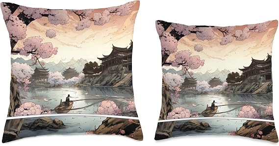 Comic Box Sakura Enchanted Arborium Odyssey A Cherry Blossom Comic Tale Throw Pillow, 18x18, Multicolor