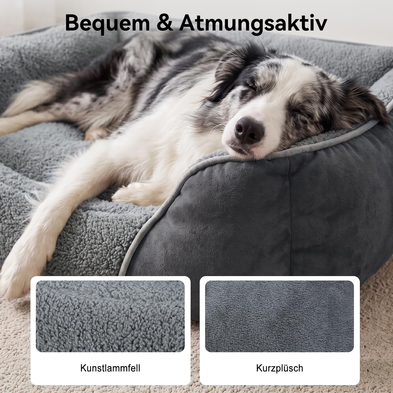 FURTIME Hundebett XXL Grosse Hunde, Hundekorb Waschbar, 106x80x23cm
