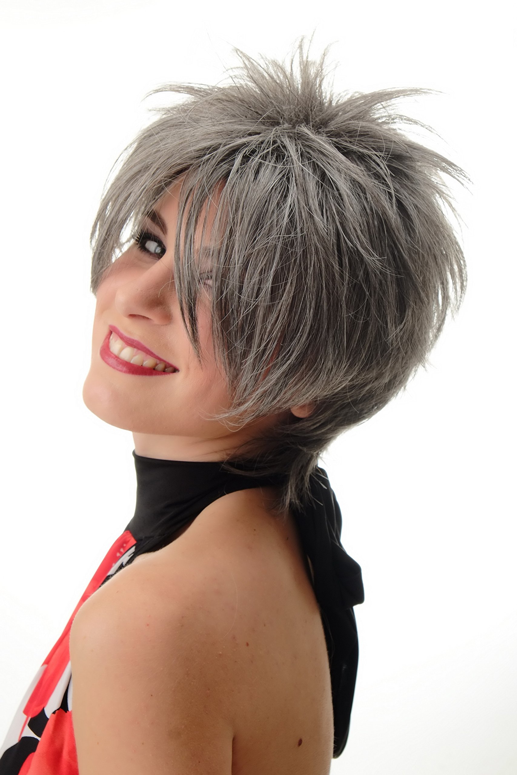 WIG ME UP, BLUE144-44 Lady Quality Wig short naughy spiky 80s style teased Wave Punk dark gray grey - Image 3