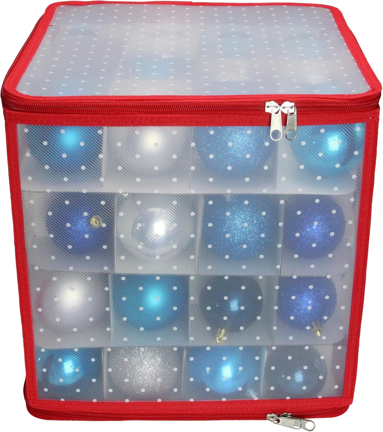 12.5" Transparent Zip Up Christmas Storage Box - Holds 64 Ornaments
