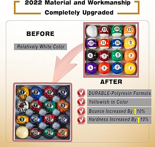 Miniatura 2 de Billmart Bolas de billar de alta calidad, accesorios para mesa de billar de 2-14 pulgadas, tamaño reglamentario, juego de billar de 16 bolas de