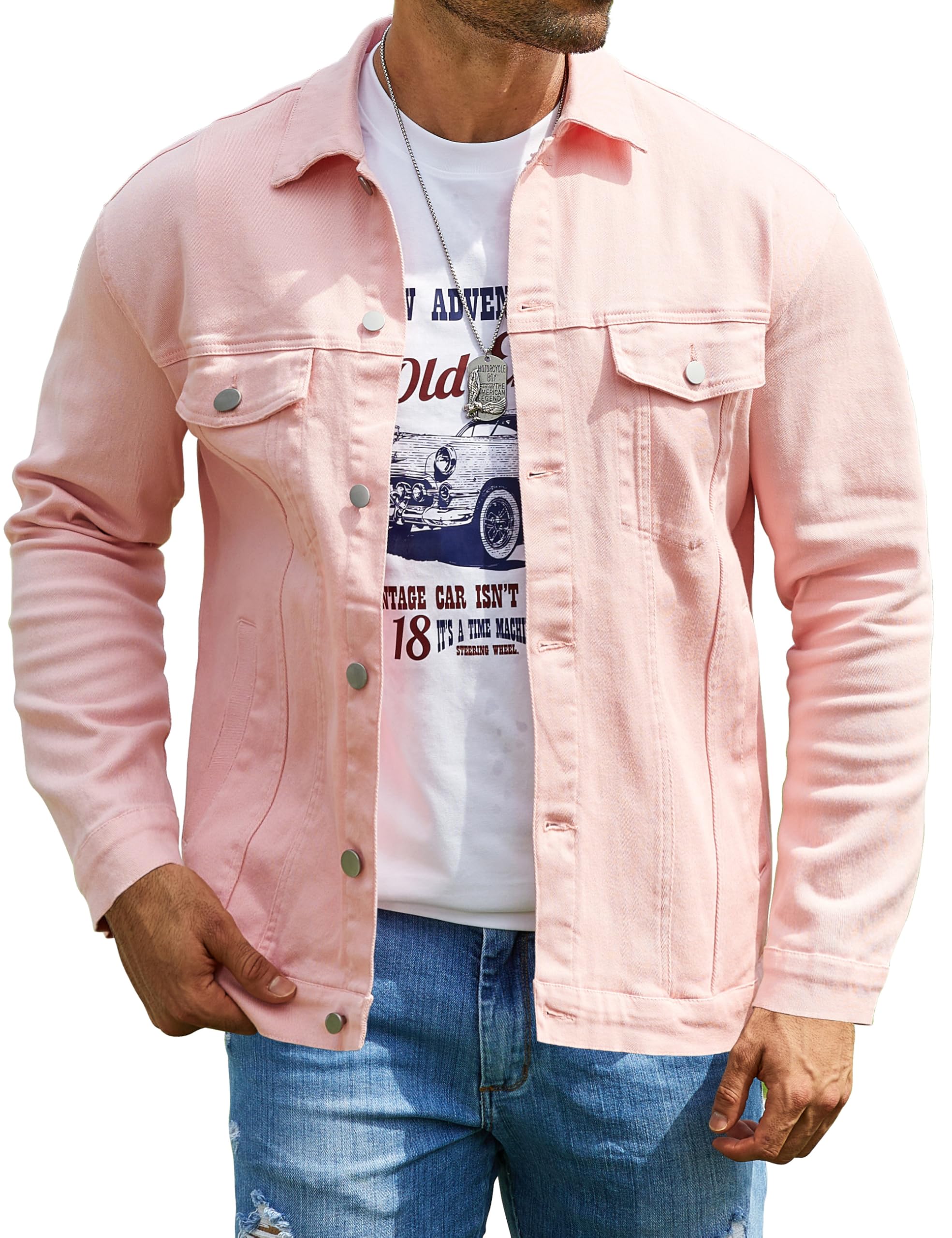 Bindefon Denim Jackets for Men Trucker Jean Jacket Unlined Coats