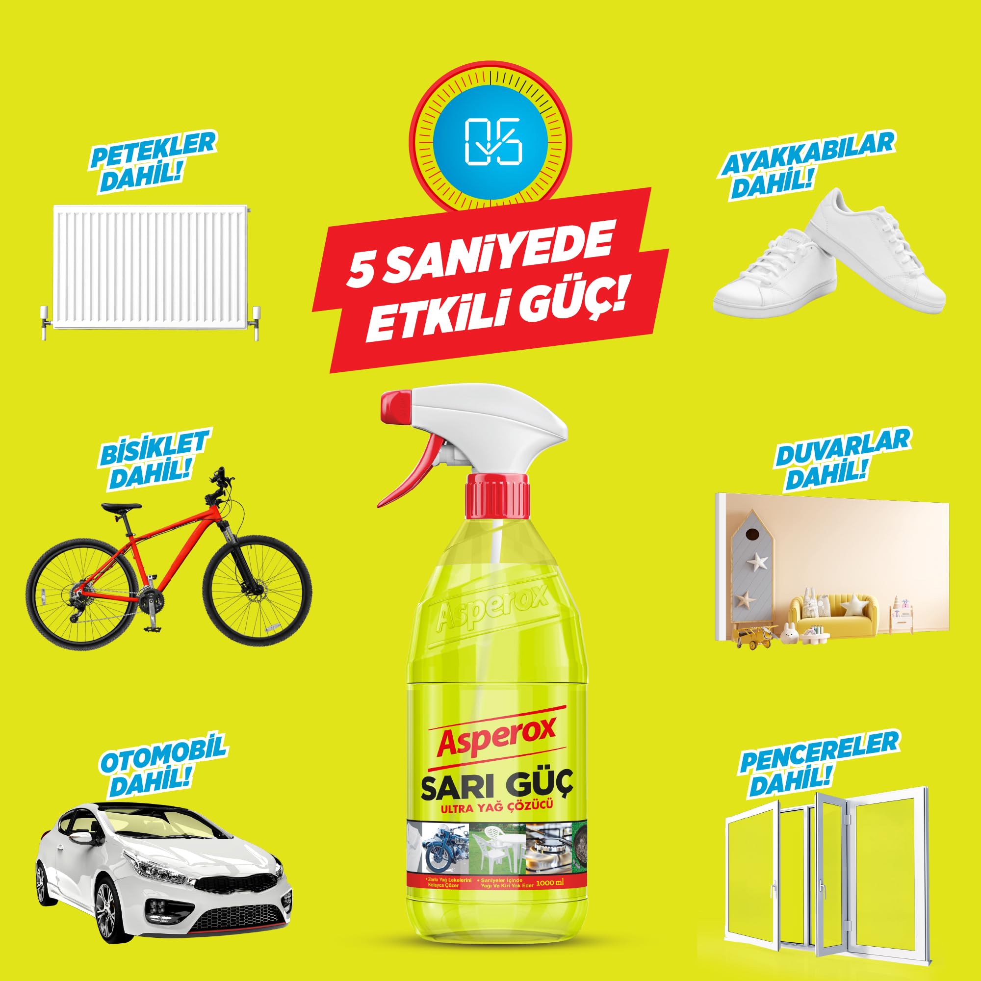 Asperox Sarı Güç Yağ Çözücü Sprey 650 ml (6 paketi)