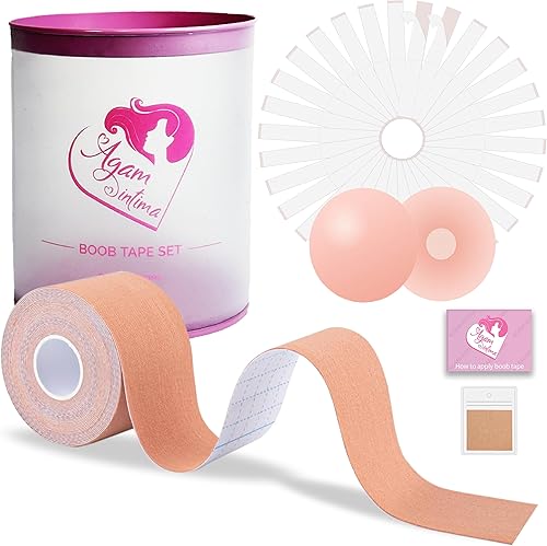 Cinta adhesiva para levantamiento de senos, cinta corporal, cubiertas de pezones - pechos grandes, copa A-G - 20 cintas de ropa de doble cara