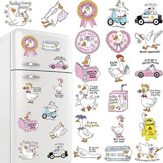 Dazoratix Silly Goose Fridge Magnets - 20 Pcs Funny Magnetic Refrigerator Locker Stickers Cute Fun Cool Animal Meme Anime Decal Decorative Cruise Door Decoration for Adults Car Home Office Accessories
