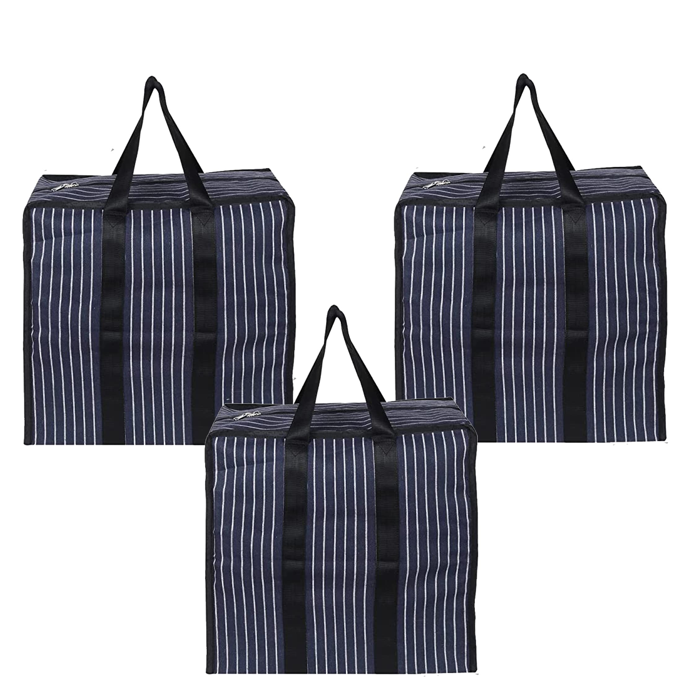 GenericExtra Large Heavy Duty Storage Organizer - Jumbo Canvas Shopper Bags with Strong Handles and Base Covers (Pack of 3)