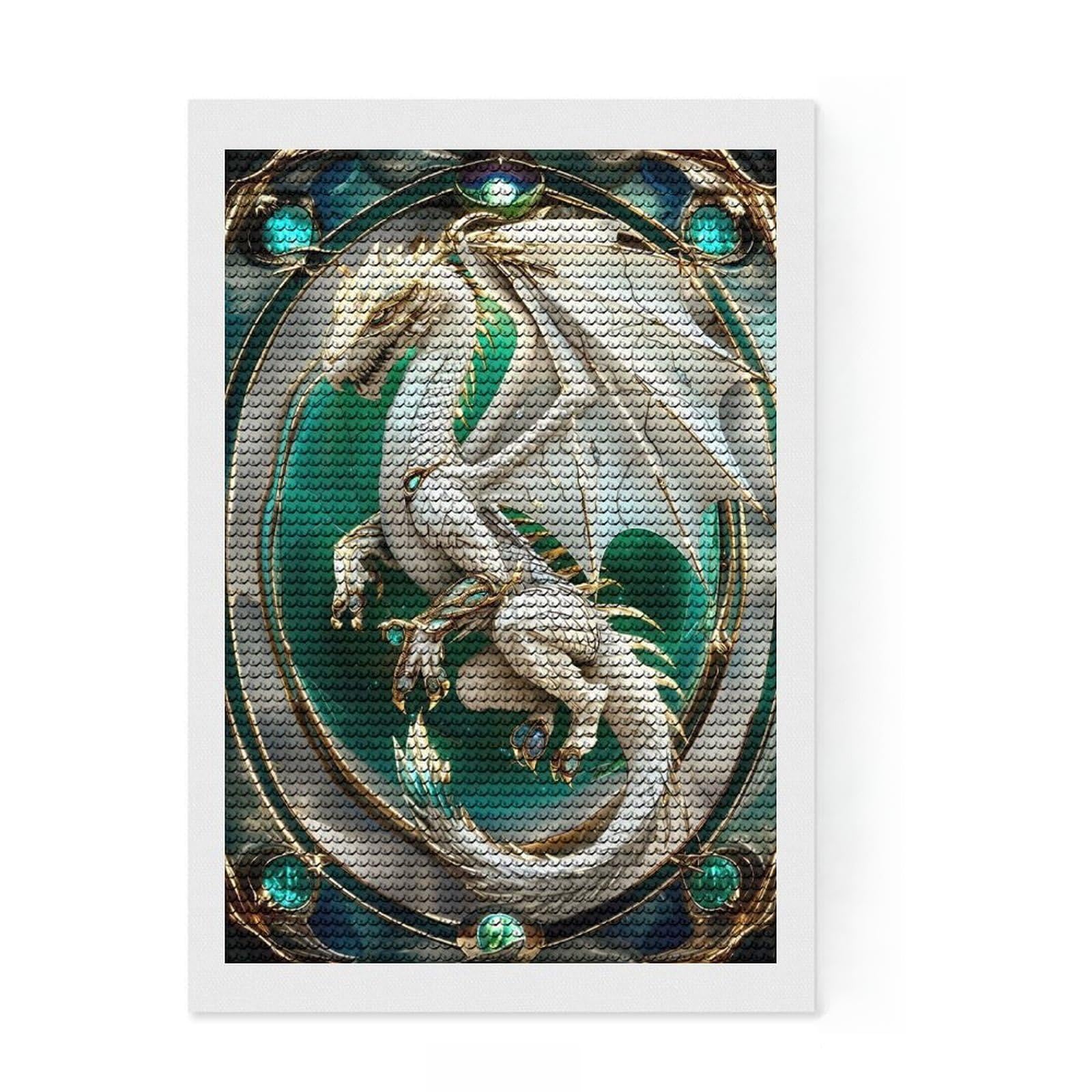 Junmoney Dragon Kintsugi Art Diamond Painting Kit 8"x12", for Family Craft Time, Easy Handmade Project, Home Wall Decor, Holiday Gift Idea