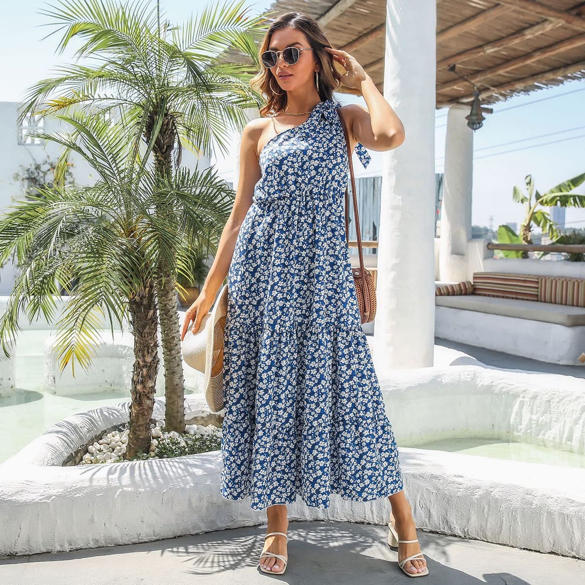 OSTOO Women's Sleeveless Boho Floral Maxi Dress - Tiered, Flowy Long Dress For Summer, Sizes S-XXL - View #7