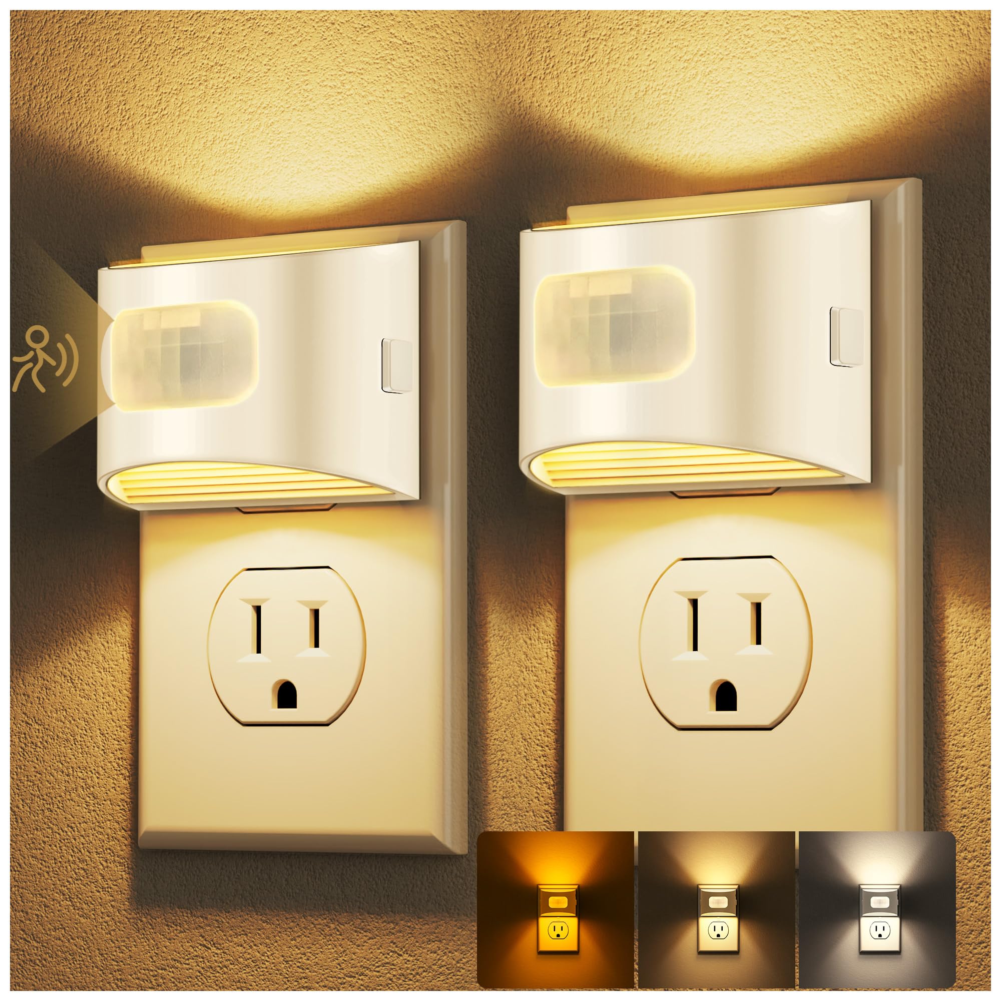 DORESshop Motion Sensor Night Light, Night Lights Plug into Wall, 3CCT