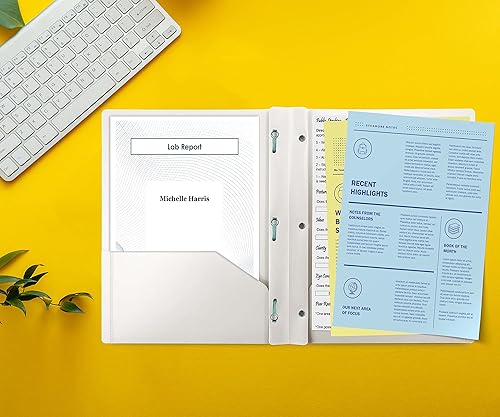 Miniatura 4 de Better Office Products Carpetas de plástico blanco con 2 bolsillos, 24 unidades, pesadas, tamaño carta, carpetas de polietileno con 3 pinzas de