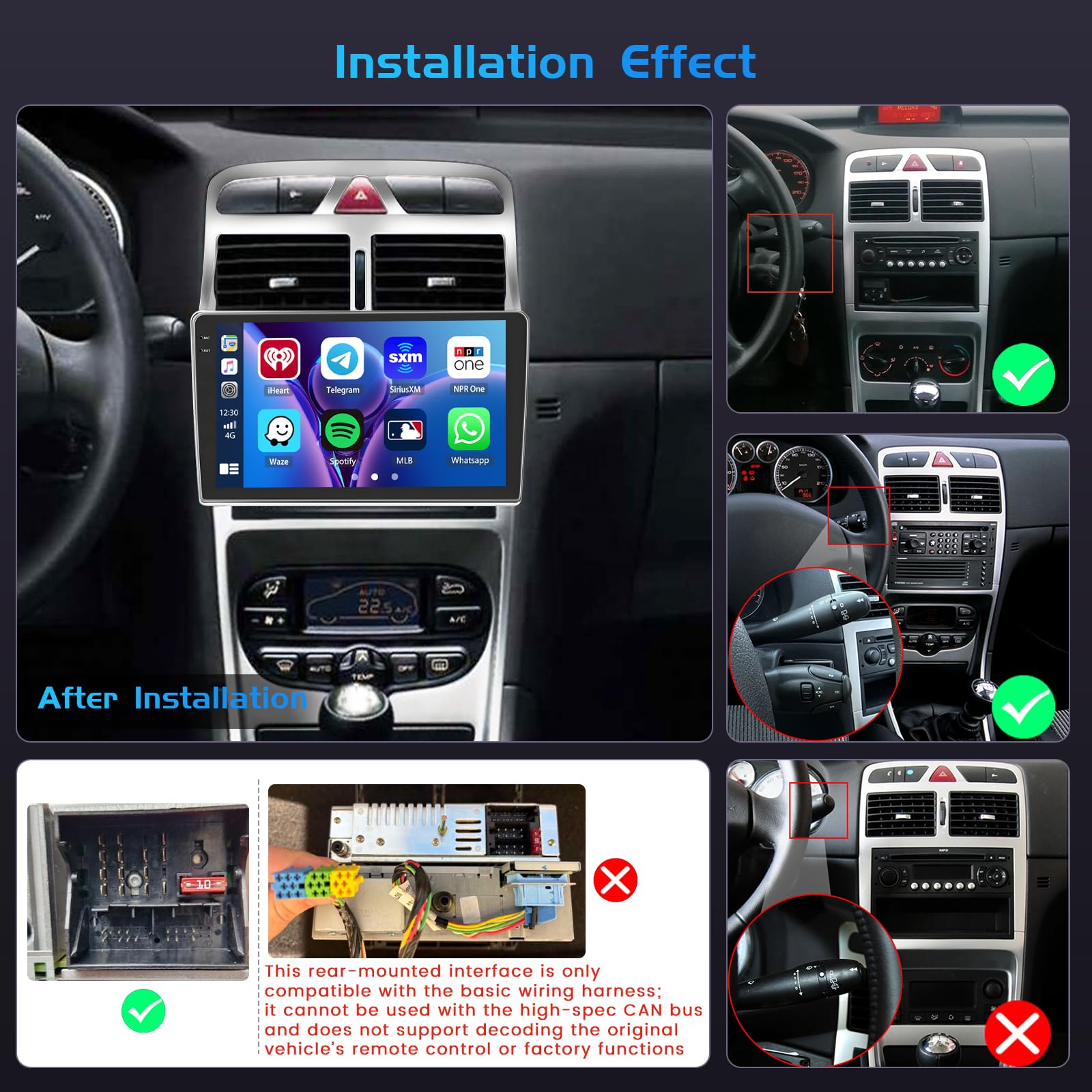 Inefala 4+128G Android 15 Autoradio pour Peugeot 307 307CC 307SW 2002-2013, 9'' In-Cell Bildschirm avec sans Fil Carplay et Android Auto Lien Miroir Radio FM/RDS GPS WiFi Bluetooth SWC Caméra de Recul