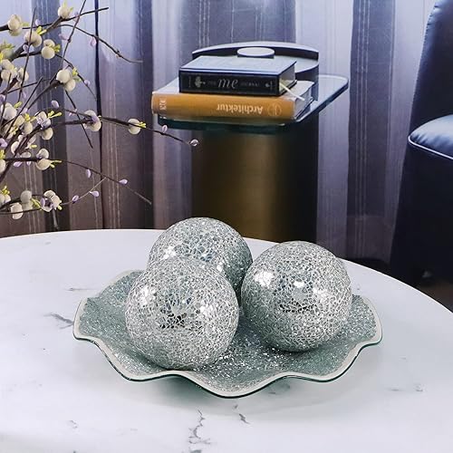 Miniatura 33 de MDLUU Orbes decorativos de 4 pulgadas, bolas de esfera de mosaico, bolas de centro de mesa para cuencos, jarrones, decoración de mesa de comedor