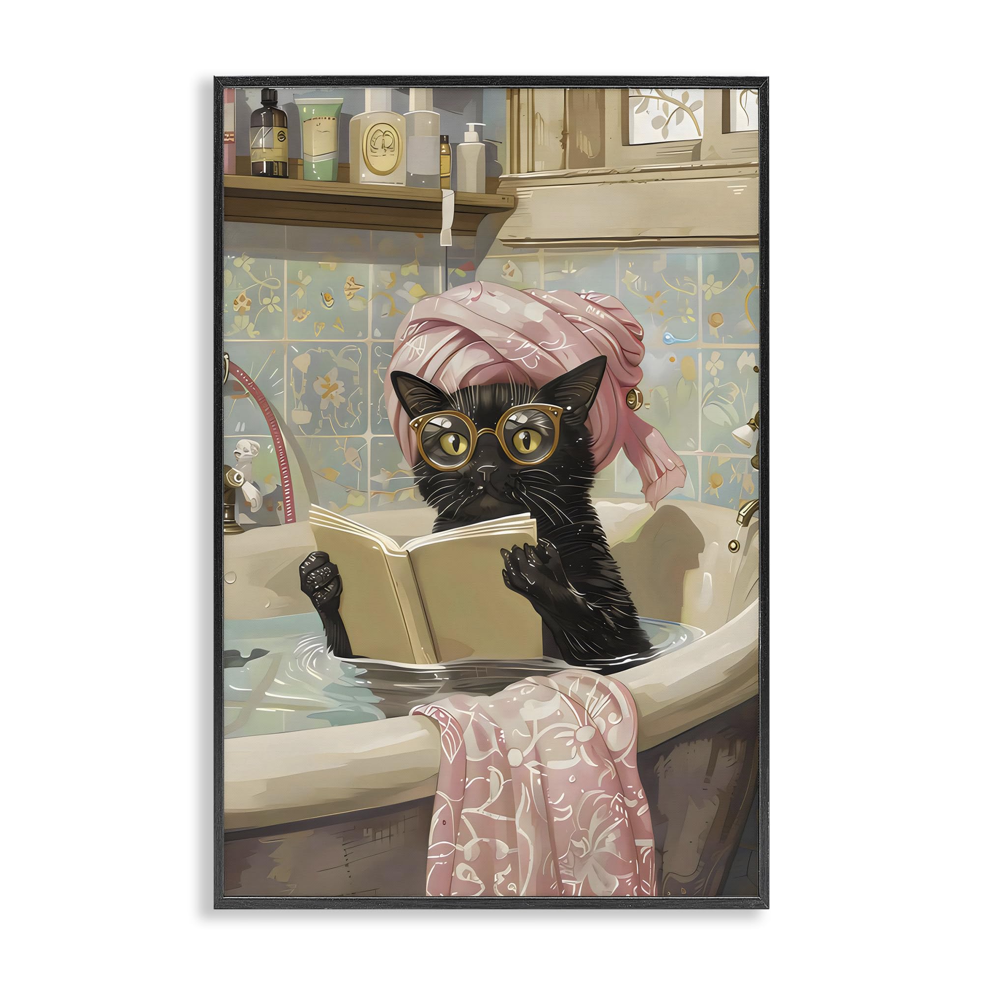 Kitty Care Baignoire encadre giclee Stupell Industries decoration murale
