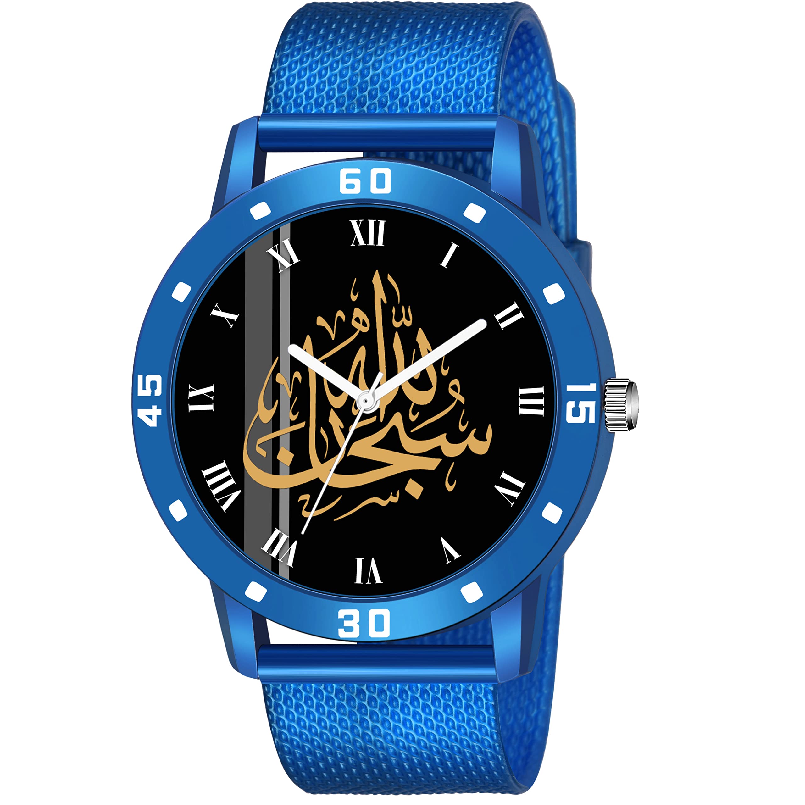 Talgo Analogue Islamic Subhan Allah Design Round Roman Dial Latest Fashion Attractive Black Leather Strap Stylish Wrist Watch for Men and Boys, Pack of 1 - RMNAVOBUSFR (B0B195BC53) Amazon Price History, Amazon Price Tracker