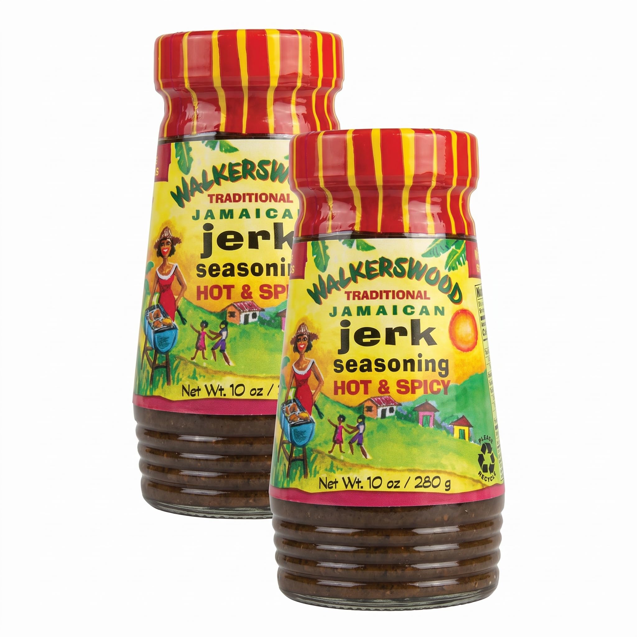 Walkerswood Traditional Jamaican Jerk Seasoning,Hot & Spicy,10 oz,(Pack of 2)