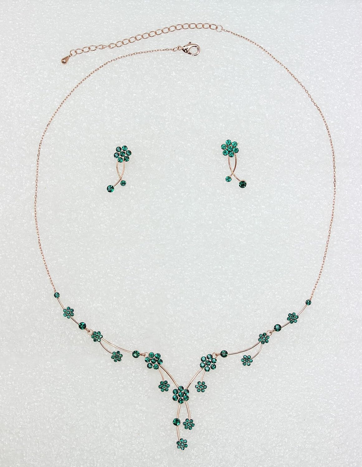 Faship Gorgeous Rhinestone Crystal Floral Necklace Earrings Set - Image 2