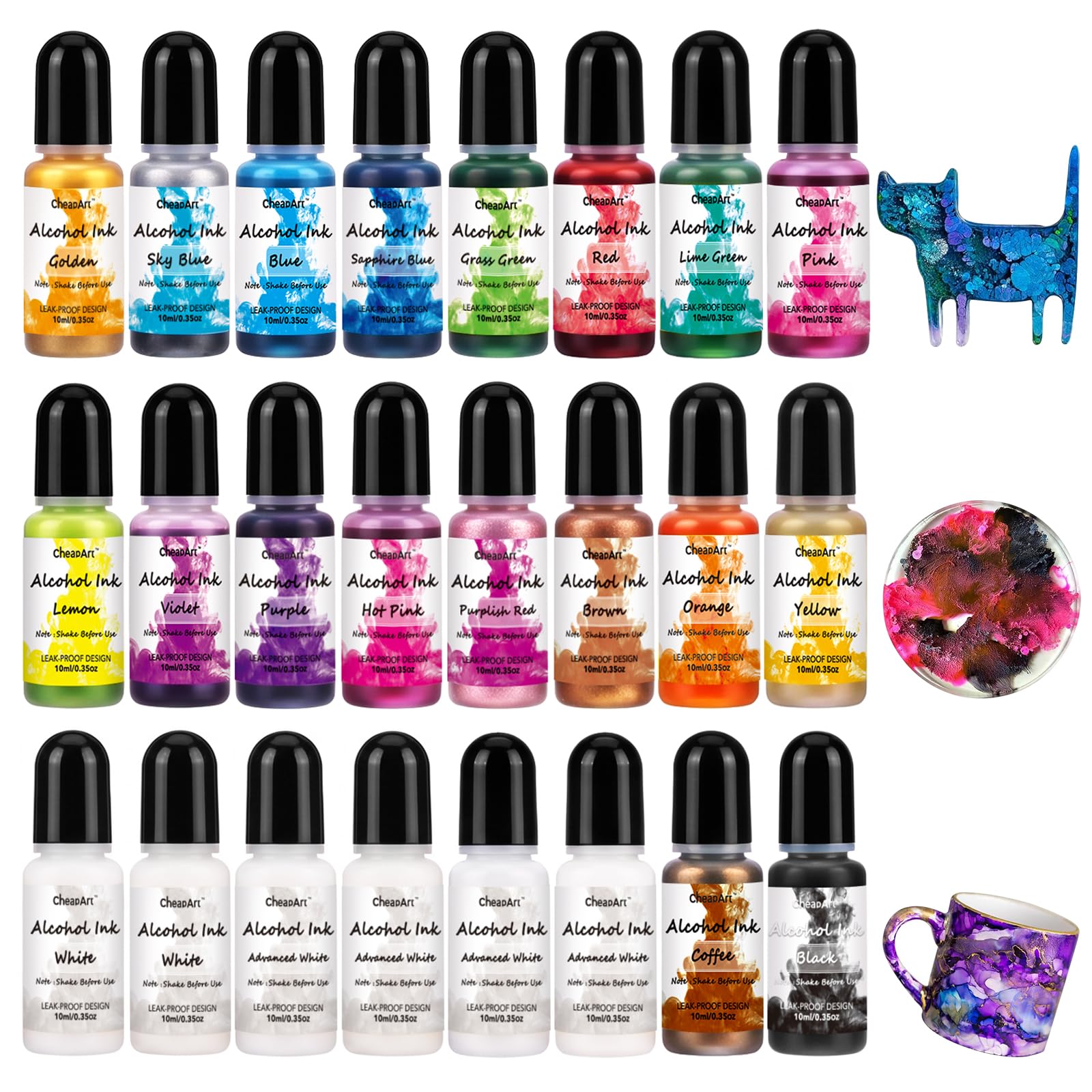 CHEAPART Alcohol Ink Set 24 Vibrant Colors