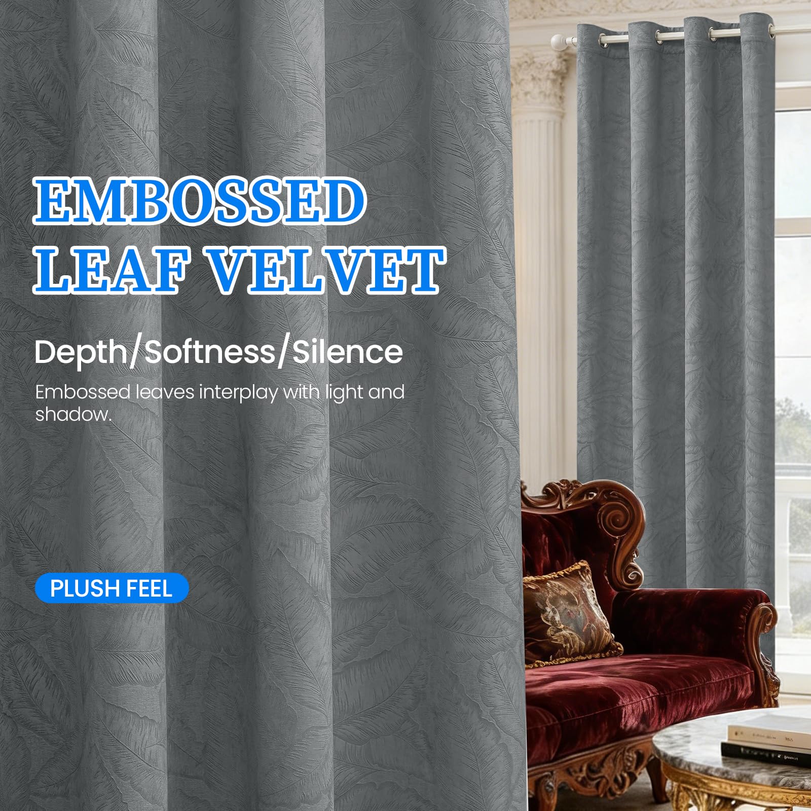 Ystyle Tende Oscuranti per Interni 2 Pezzi, 140x245 CM, Grigio | Tende con Anelli Velluto Moderne, Tenda Termica Isolante Freddo e Caldo, Curtains Ideali per Camera da Letto e Soggiorno