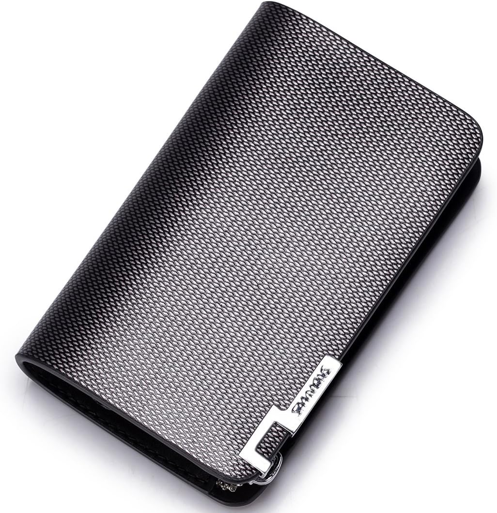 Sammons Men's Genuine Leather Car Key Case Wallet Key Holder Bags for Men 350195-35 (Silver)