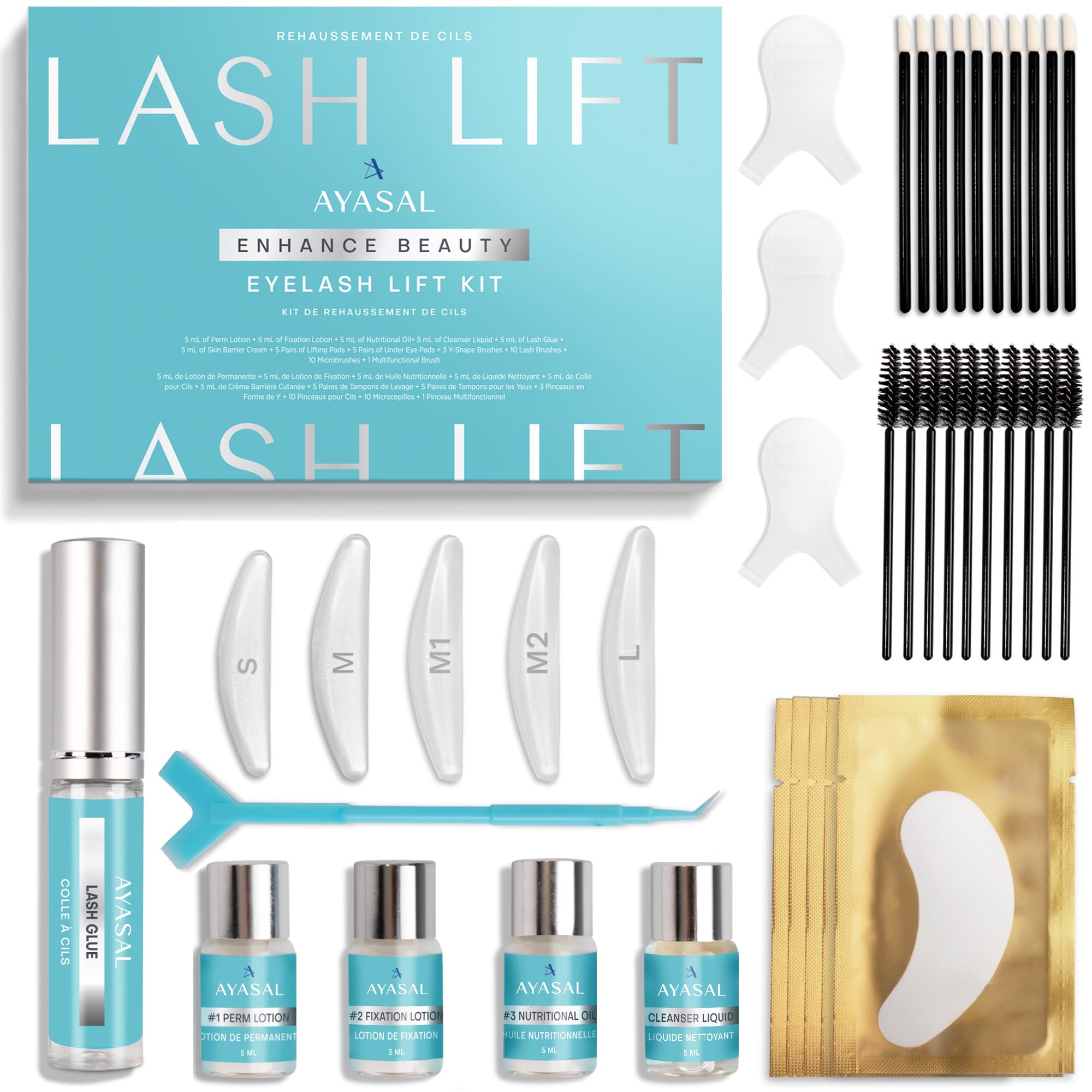 AYASAL Lash Lift Kit: Korean Formula Eyelash Perm, Non-Irritating Gentle Eyelash Lift Kit, Thio-Free Formula for Lash Lifting - with Detailed Instructions for Home Use