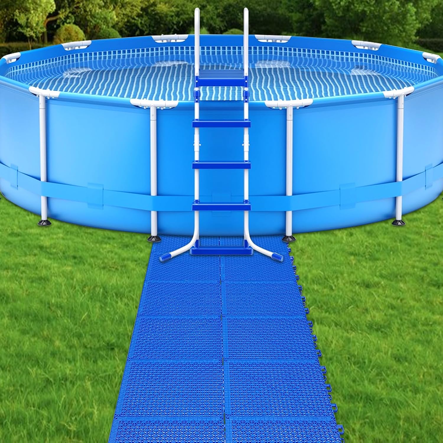 20Pcs Pool Drainage Mat,10.3" x 10.3"Above Ground Walkways, Pool Mat with Multiple Splicing Methods to Prevent Dirt from Entering The Pool,Interlocking Plastic Floor for Pools, Spas, Passways