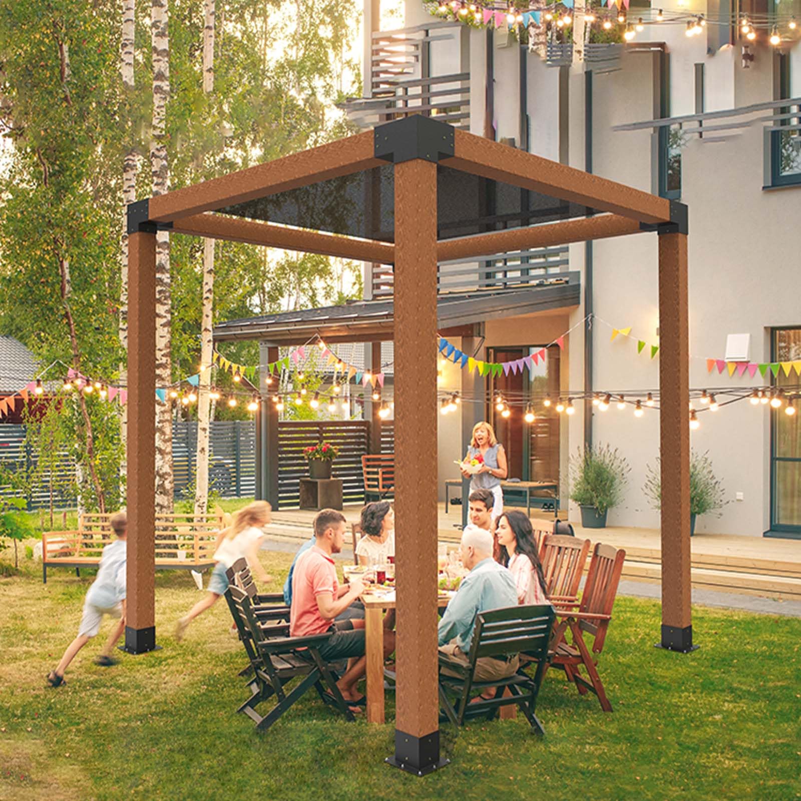 VEVOR Kit de Soportes de Esquina Resistentes de 3 Vías a Pérgola 10 x 10 cm, a Postes de Carpintería, Fácil Instalación, Vigas de Madera a Cenadores, Pérgolas de Patio y Cabañas de Madera, 8 uds