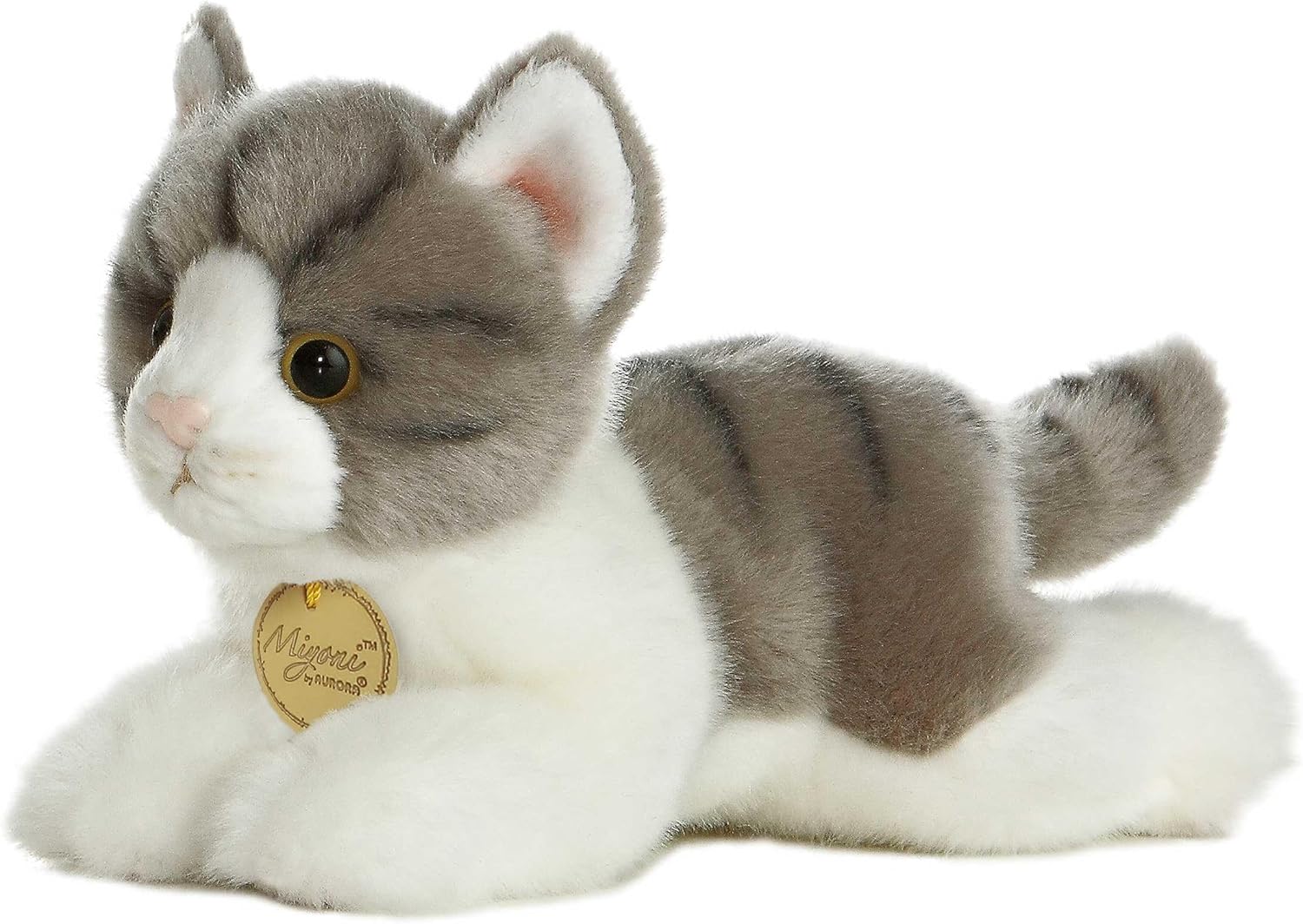 Aurora® Adorable Miyoni® Grey Tabby Cat Stuffed Animal - Lifelike Detail - Cherished Companionship - 8 Inches