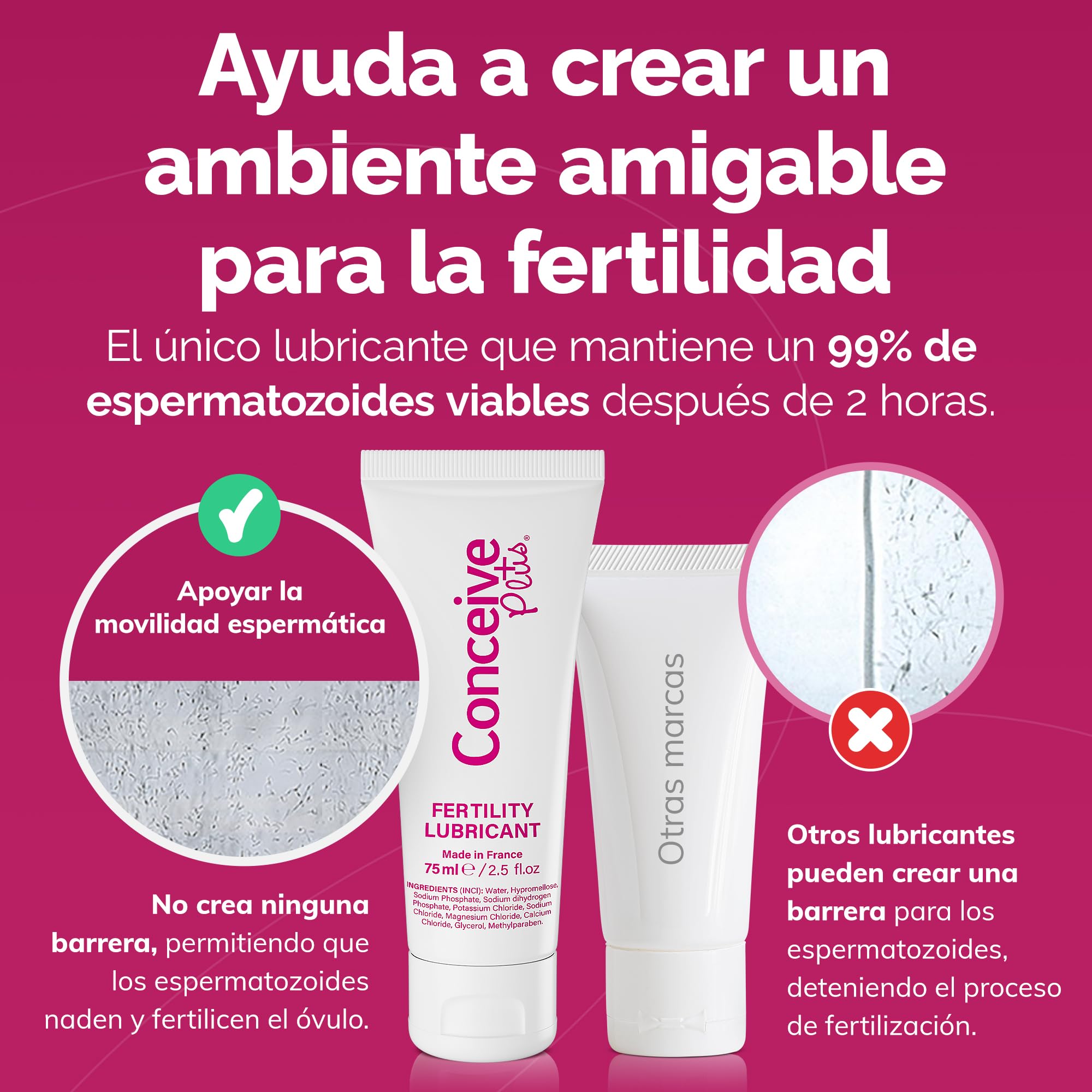 Conceive Plus Gel Lubricante de Fertilidad, Lubricante Amigable con la Fertilidad para Parejas que Intentan Tener un Bebé - 75ml / 2.5 fl oz
