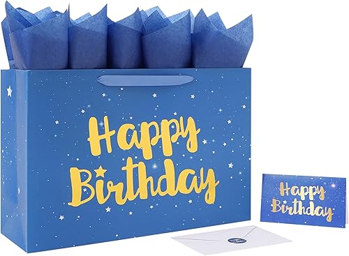 Miniatura 7 de Bolsa de regalo grande de 13 pulgadas para fiesta de cumpleaños de hombres, fiesta de cumpleaños de niños o niños, baby shower