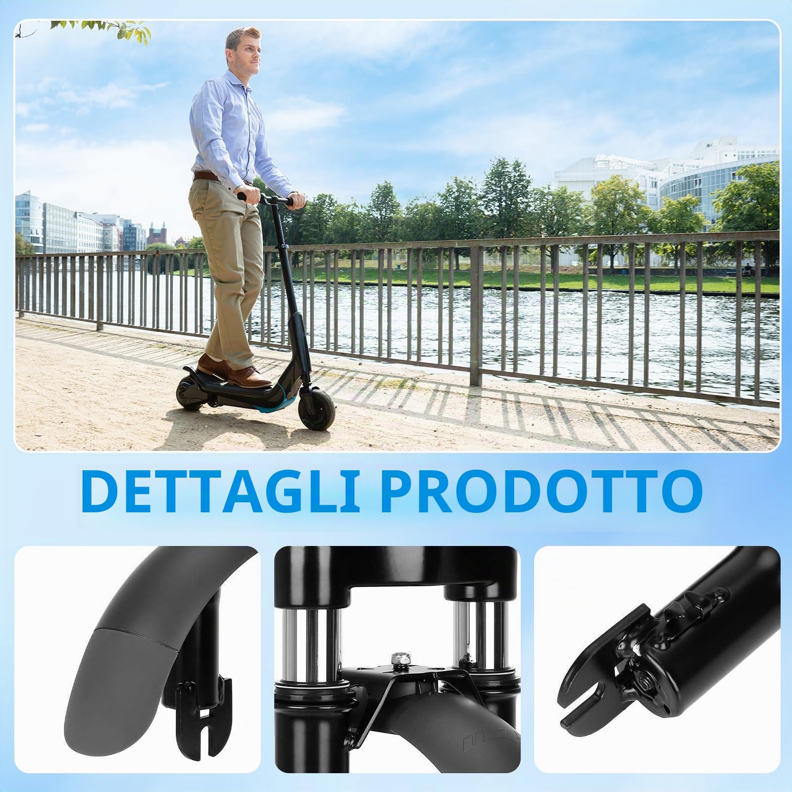 Aisny Forcella Ammortizzata per Monopattino Elettrico, Kit di Sospensione Anteriore per Segway Ninebot F20 F25 F30 F40 F40i F65 D18e D28e D38e D40x con Cavalletto Parafango E Accessorio Parafango