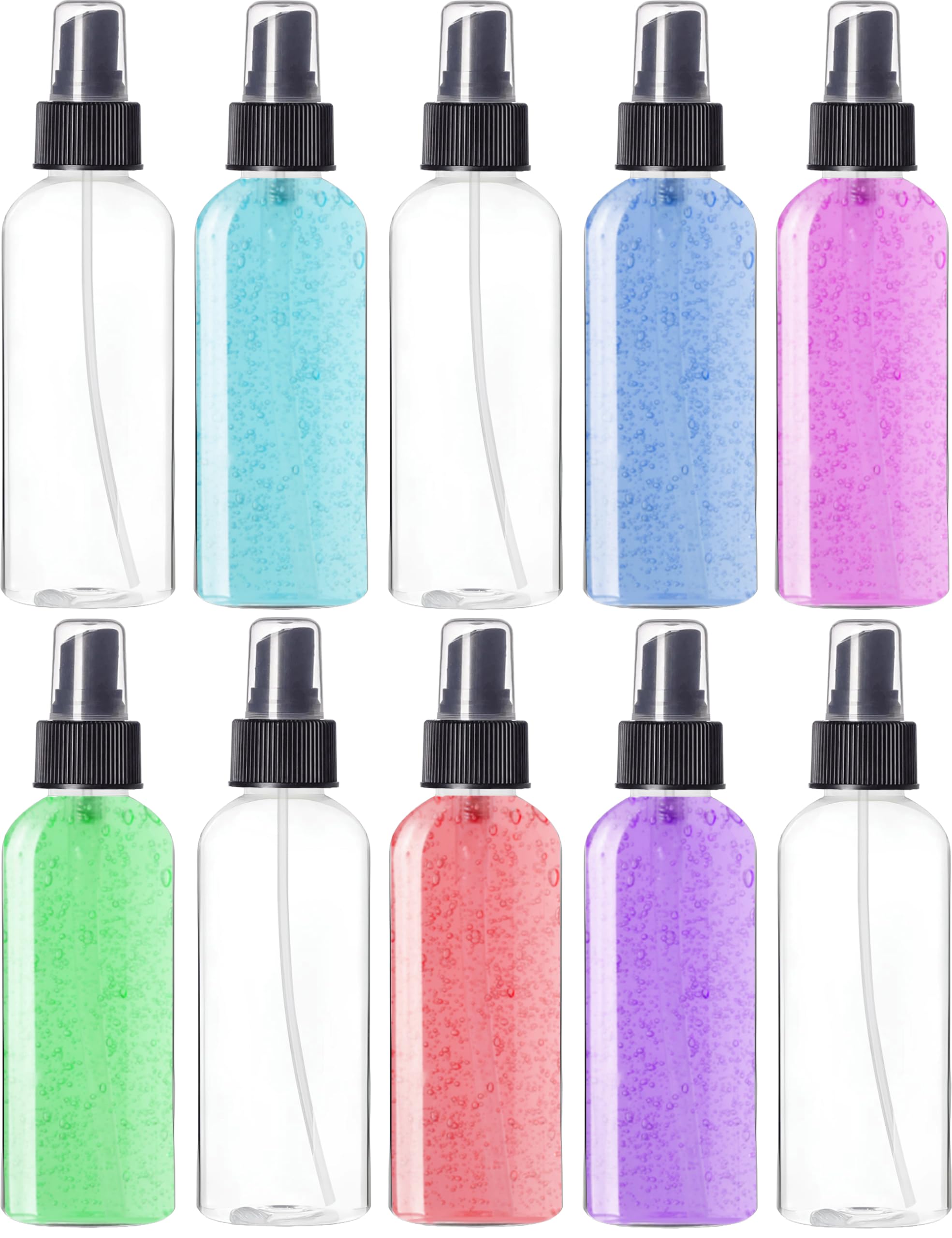 HYFY 10 PCS Plastic Spray Bottles Clear Empty Fine Mist 100ml Plastic Spray Travel Bottles Refillable Liquid Containers Toiletries Plastic Mini Travel Bottle Set Bottles