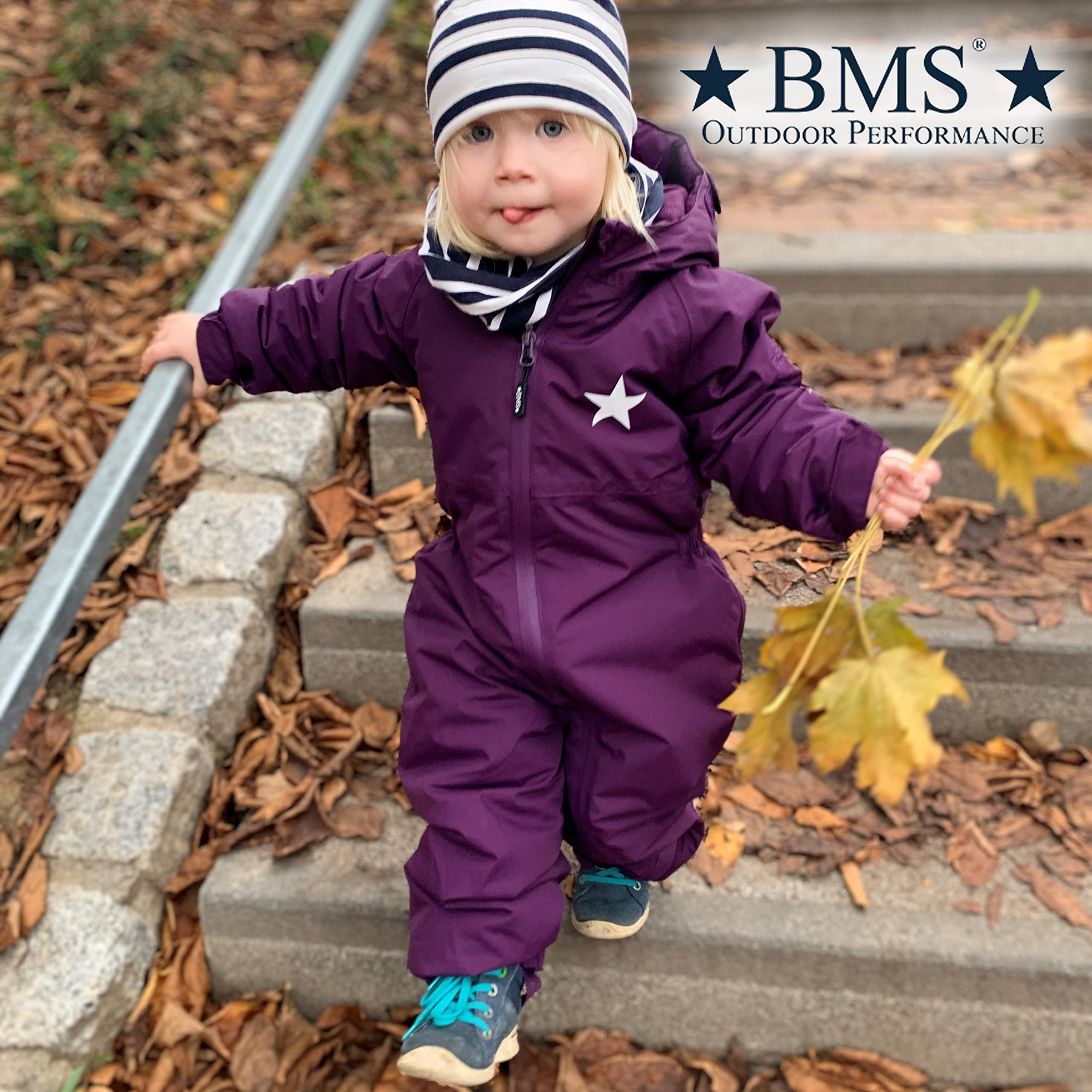 BMS® BabyTodds, wasserdichter Regenanzug für Kinder, idealer Overall, 100% wasserdicht, besonders atmungsaktiv dank SoftLan,Oeko-Tex, strapazierfähig, langlebig für Mädchen, Jungen