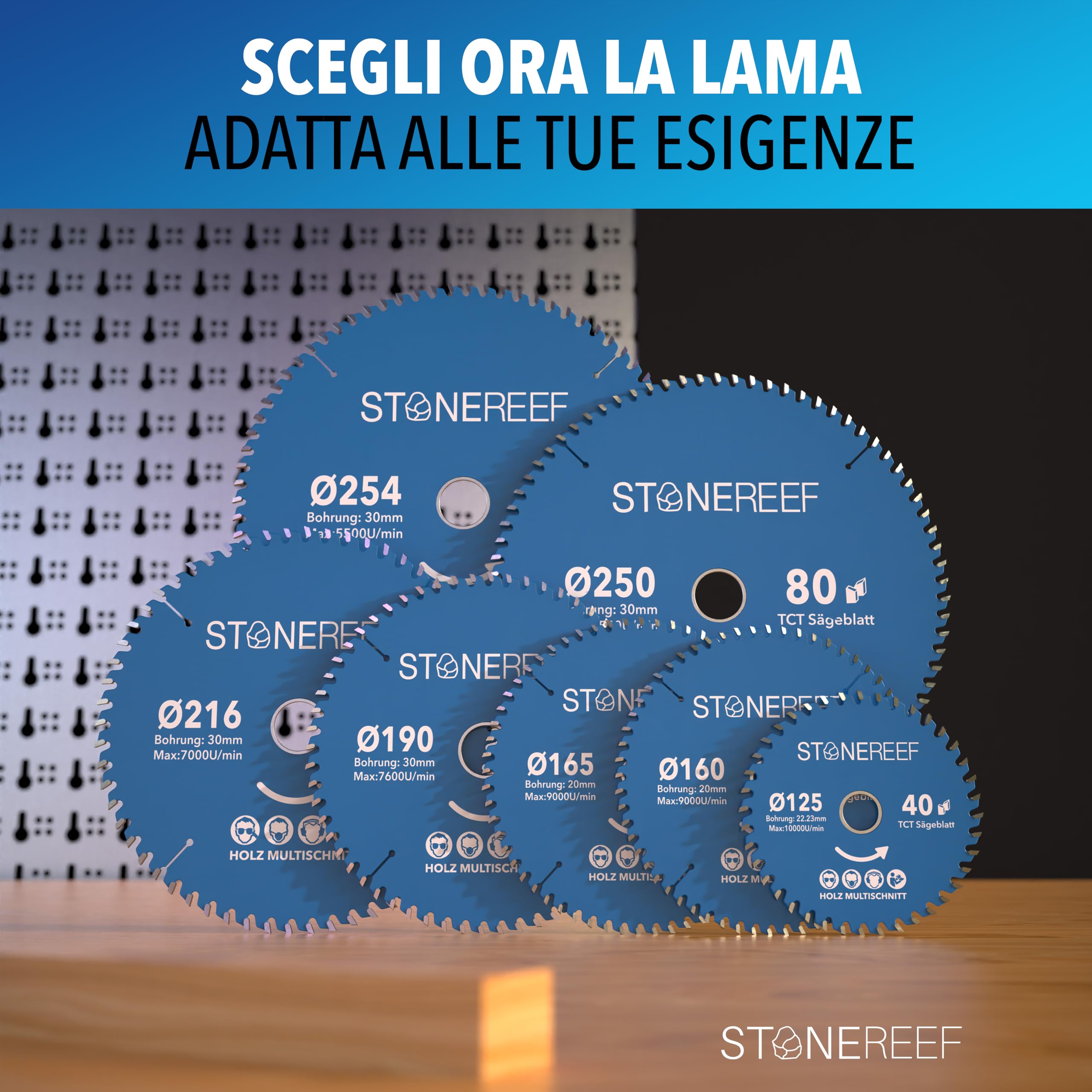 Lama per sega circolare 210 x 30 cm, con adattatore per foro da 20 e 16 mm, compatibile con smerigliatrice angolare di Bosch, Makita ecc. – Lama per sega circolare – per legno