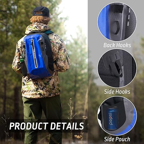 Miniatura 5 de Trudave Mochila impermeable, mochila sumergible impermeable, bolsa seca flotante recubierta de TPU con cremallera hermética para kayak, pesca,