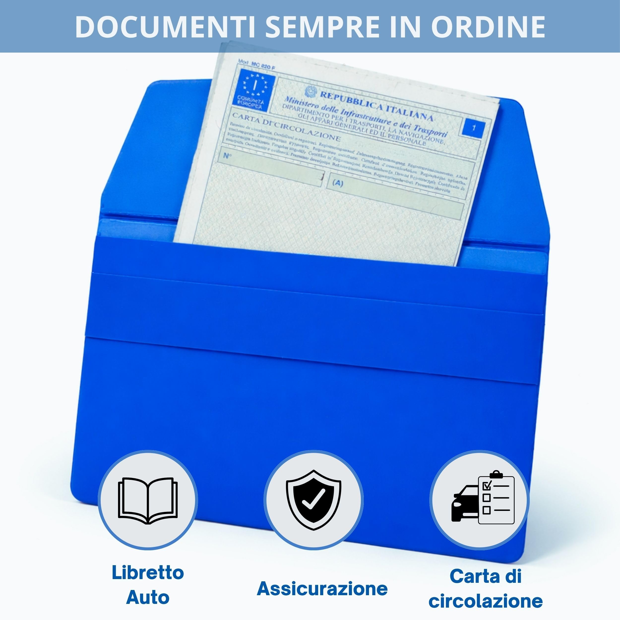 STALIVA 2 Pezzi Porta Documenti Auto Moto, Porta Libretto Auto e Assicurazione, Cartellina Portadocumenti da Viaggio Bluette