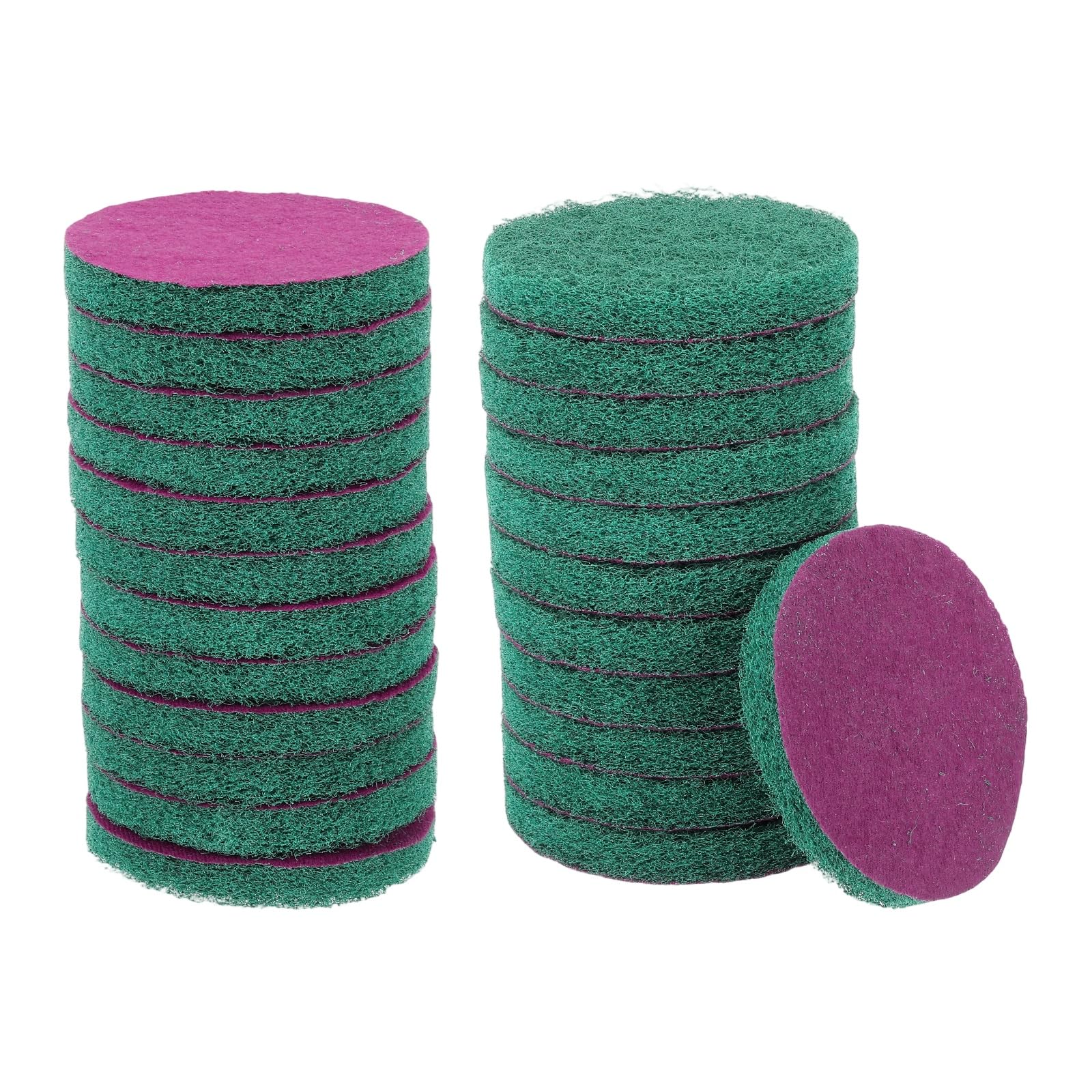 sourcing map 24pcs Scrubber Scouring Pads 180 Grits 5 Inch Drill Power Brush Hoop and Loop Surface Conditioning Disc Drill Scuffing Disc Scrub Pads for Home Kitchen Cleaning, Green