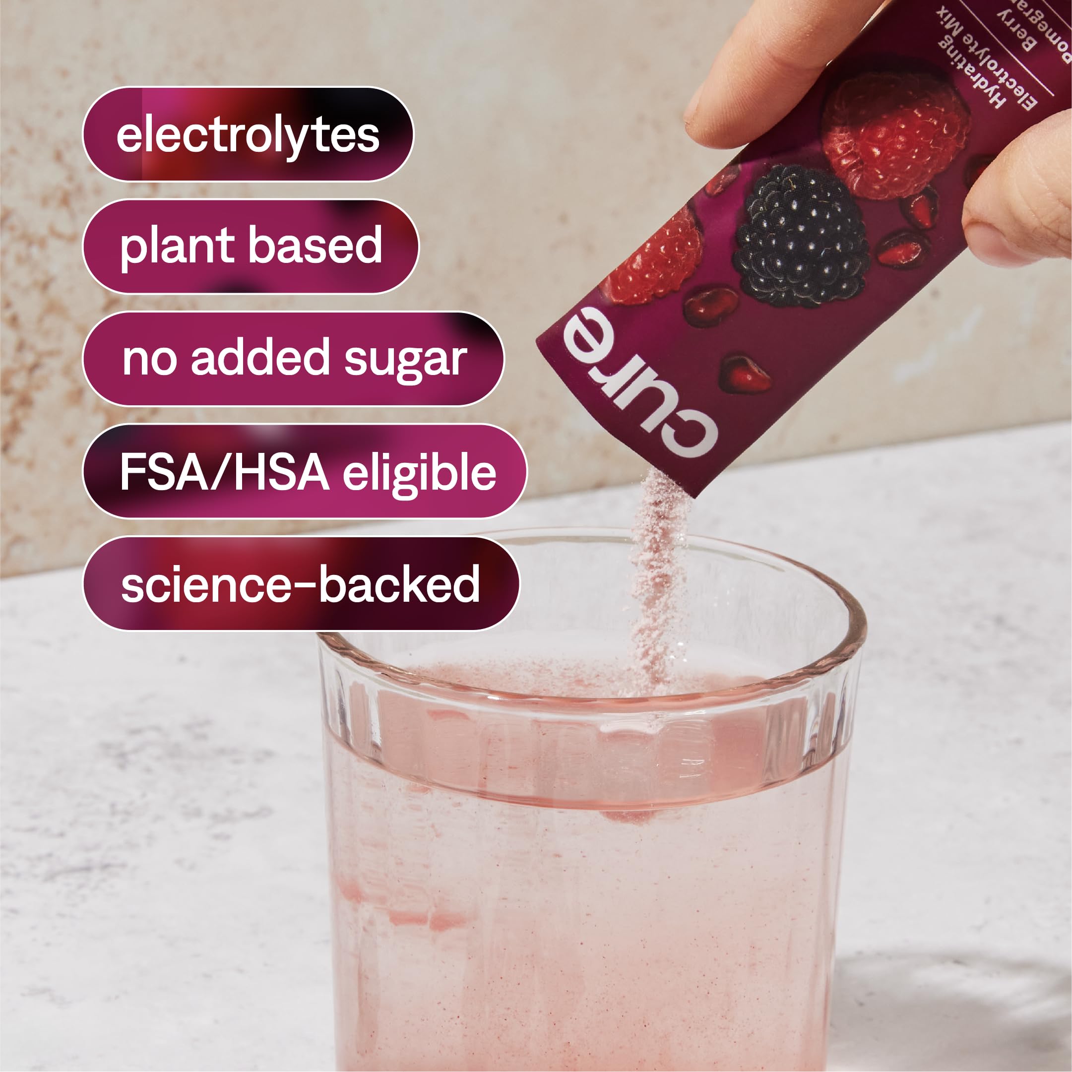 Cure Hydration - Electrolyte Drink Powder Berry Pomegranate 14 Packets — Amazon image 6