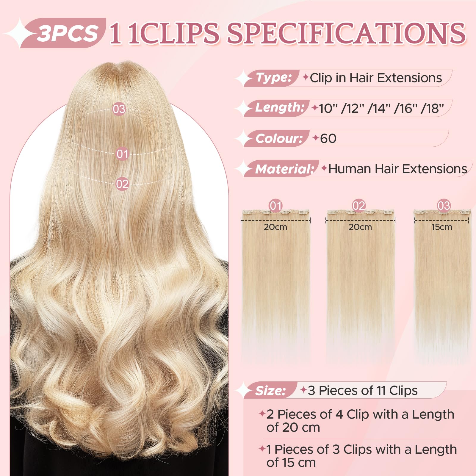 SEGOHAIR Clip in Hair Extensions Real Human Hair - Image 2