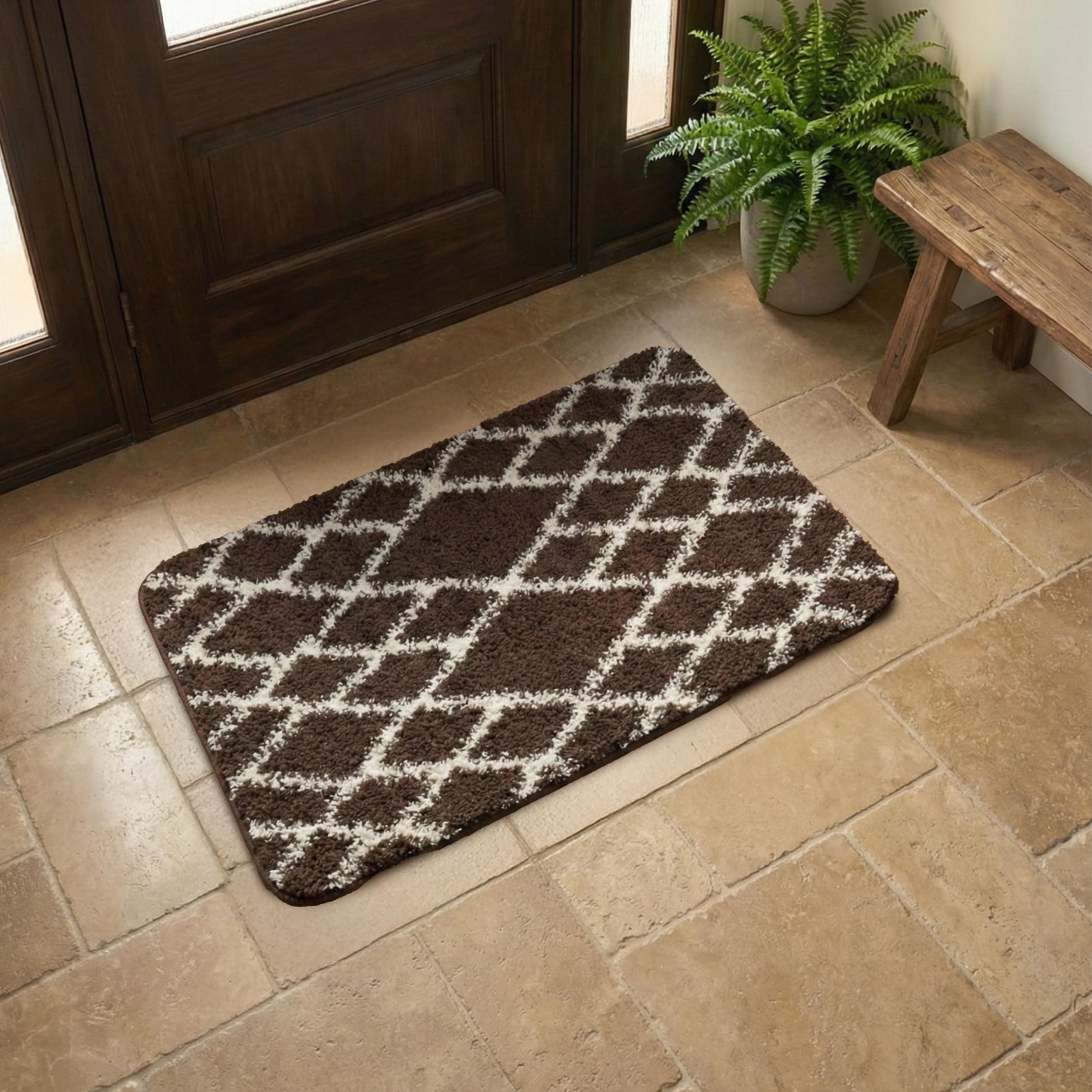 Nest & Nibble Dark Brown Indoor Door Mat 60 x 110 cm – Non-Slip Washable Entrance Rug Soft Absorbent Floor Mat for Front & Back Door, Bedroom, Office, Entryway | Inside Home Essentials Carpet