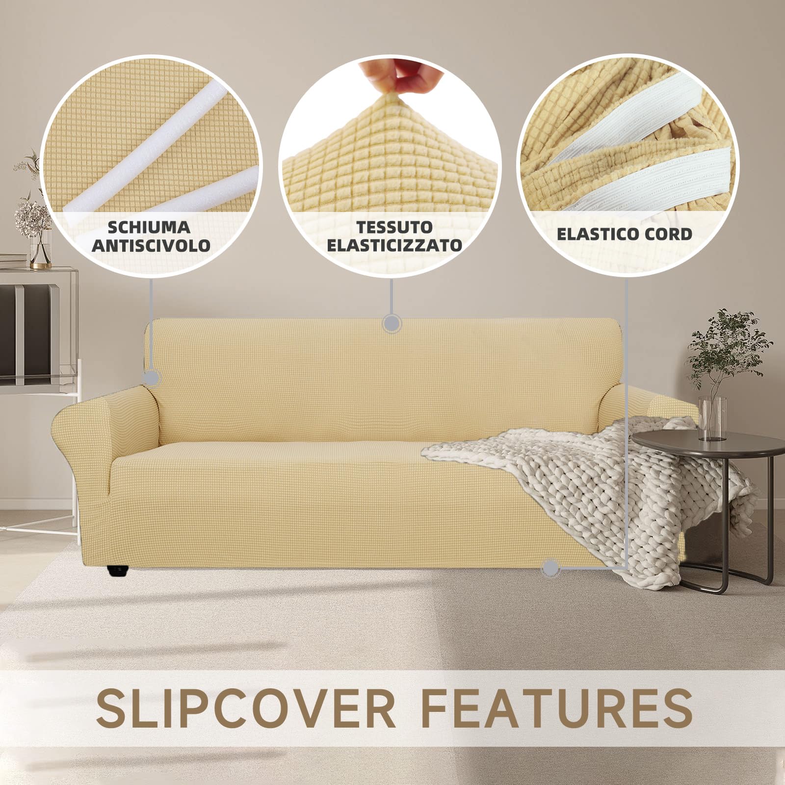 Ystyle Sofaüberzug Für 4-Sitzer – Rutschfest, Waschbar, Mit Tasche & Anti-Fleck-Schutz (verschiedene Farben, Grün)