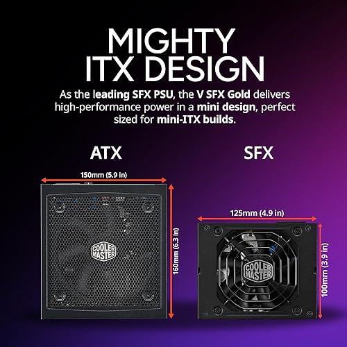 Vista 2 de Cooler Master Fuente de alimentación modular V850 SFX Gold ITX SFF, 850W 80Plus Gold, ATX 3.1 90° PCIe 5.1, diseñado listo para Nvidia RTX 5080