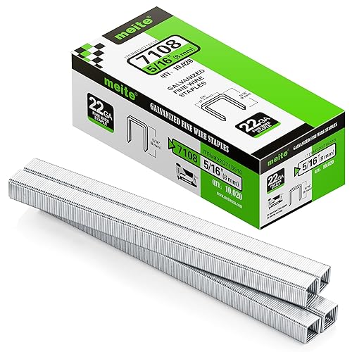 Miniatura 10 de meite Grapas de tapicería galvanizadas de calibre 22 Serie 71 de 3/8 de pulgada de longitud de pierna de 1/2 pulgada para grapadoras de alambre