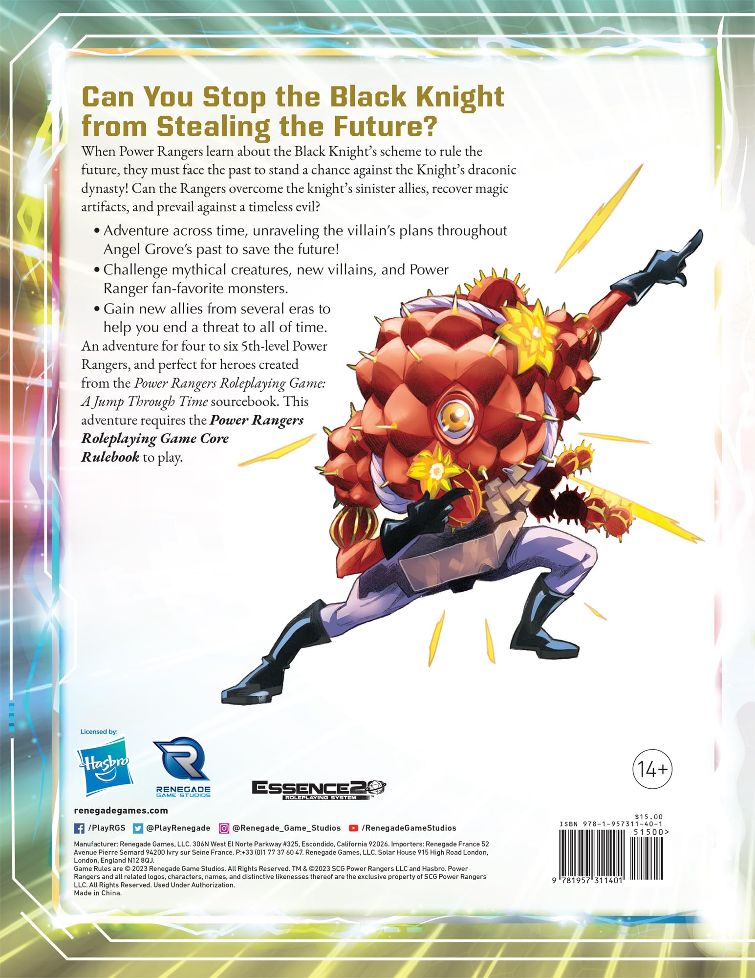 POWER RANGERS RPG TIME OF KNIGHT ADV HC