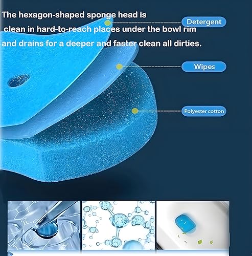 Miniatura 3 de KIRIKIT - Varita de inodoro con 40 repuestos, limpiador desechable para inodoro montado en la pared con kit de limpieza para baño, accesorios de