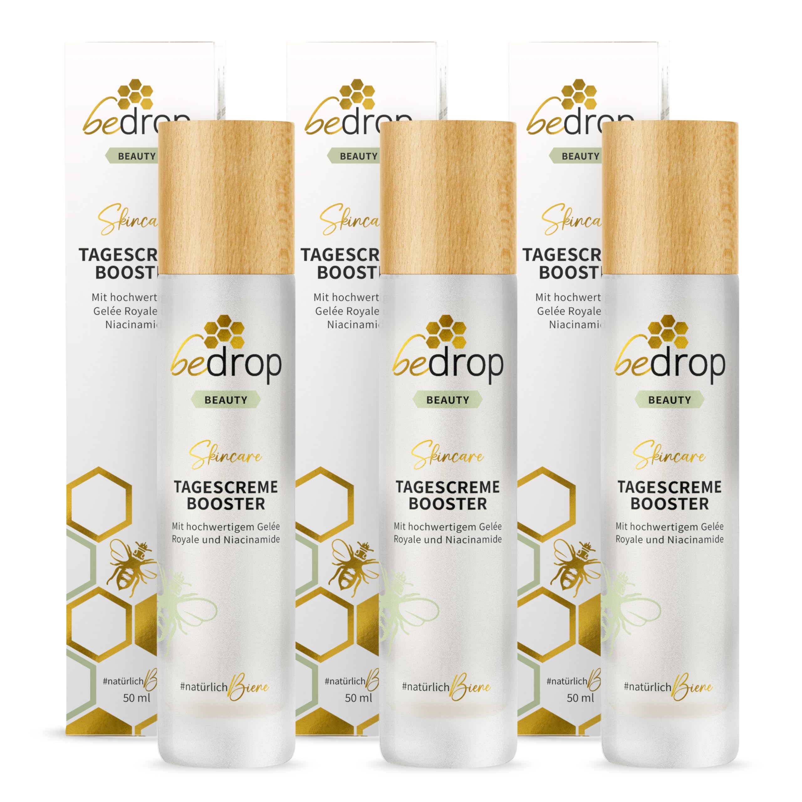 bedrop Tagescreme BOOSTER mit Gelée Royale und Niacinamide hochdosiert - Reine Imker Qualität ohne Zusatzstoffe - 3x 50ml Set
