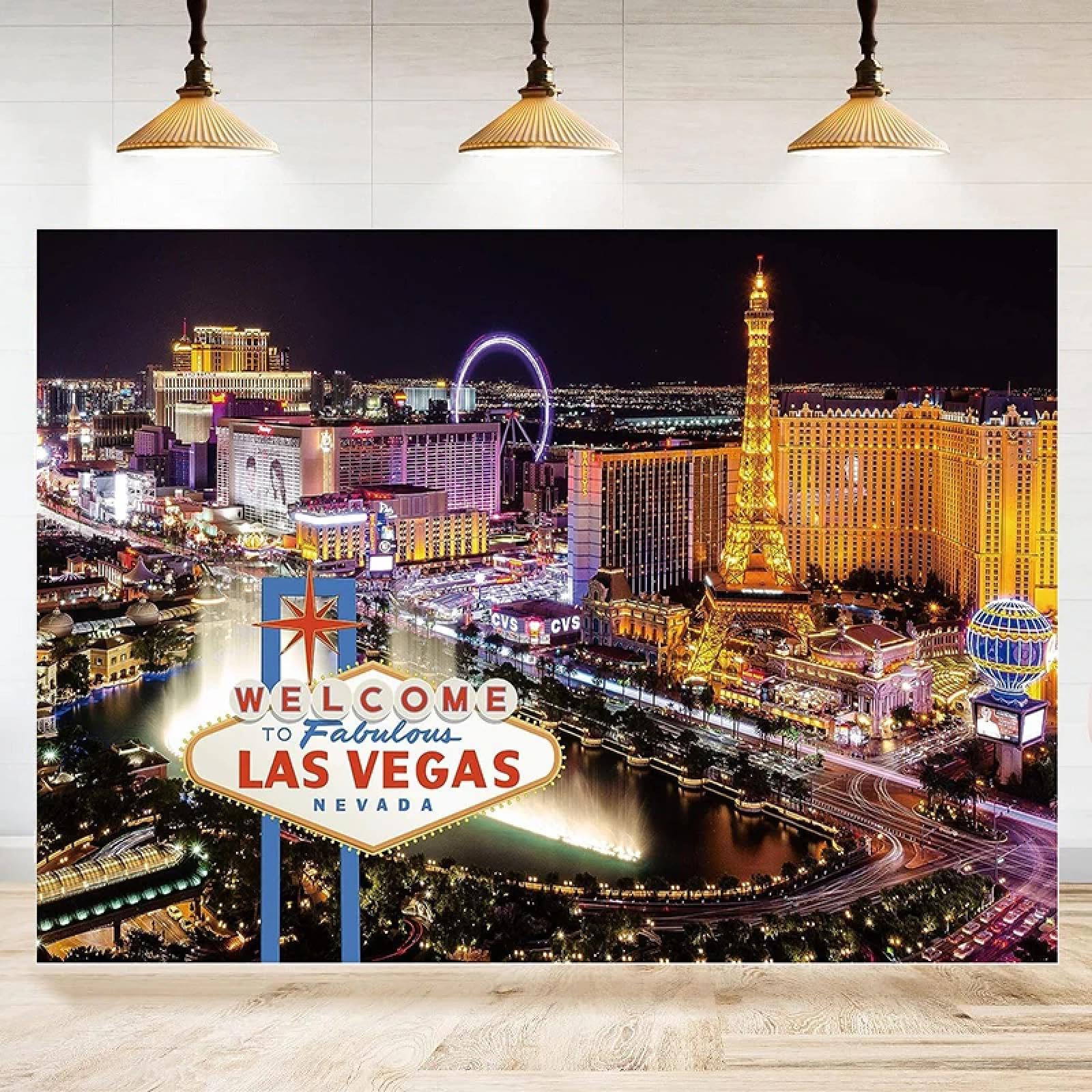 Tło fotograficzne Las Vegas Casino noc bajeczna dekoracja imprezowa baner tło 250 x 180 cm